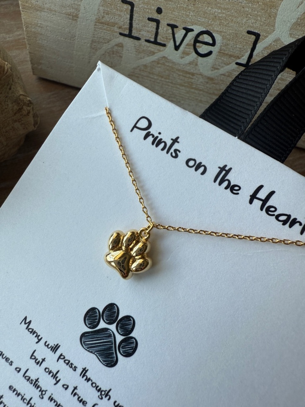 Gold Paw Pendant Necklace - Paw Print Charm - Picture 10 of 12